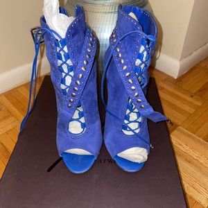 Royal Blue Brian Atwood Suede Booties